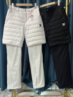 29d06 韩单高尔夫球服冬季男款字标松紧腰保暖羽绒假两件长裤