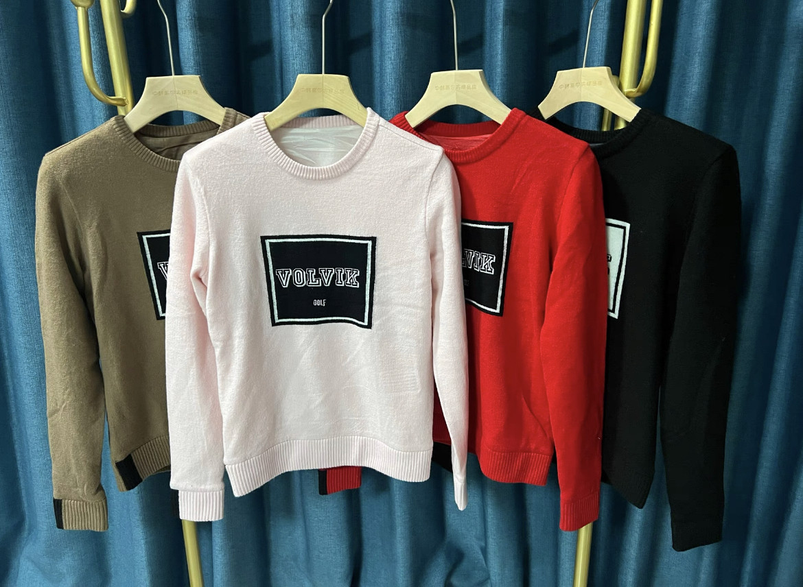 29L003出口韩国高尔夫女士服装针织衫带防风弹力套头圆领针织上衣