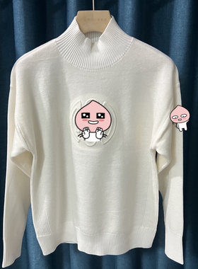 29K051 日单D家高尔夫球服秋冬新品女士半高领长袖针织衫保暖白色