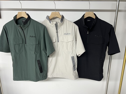 3M49 出口韩国高尔夫球服上衣秋男立领半拉链字标运动短袖上衣