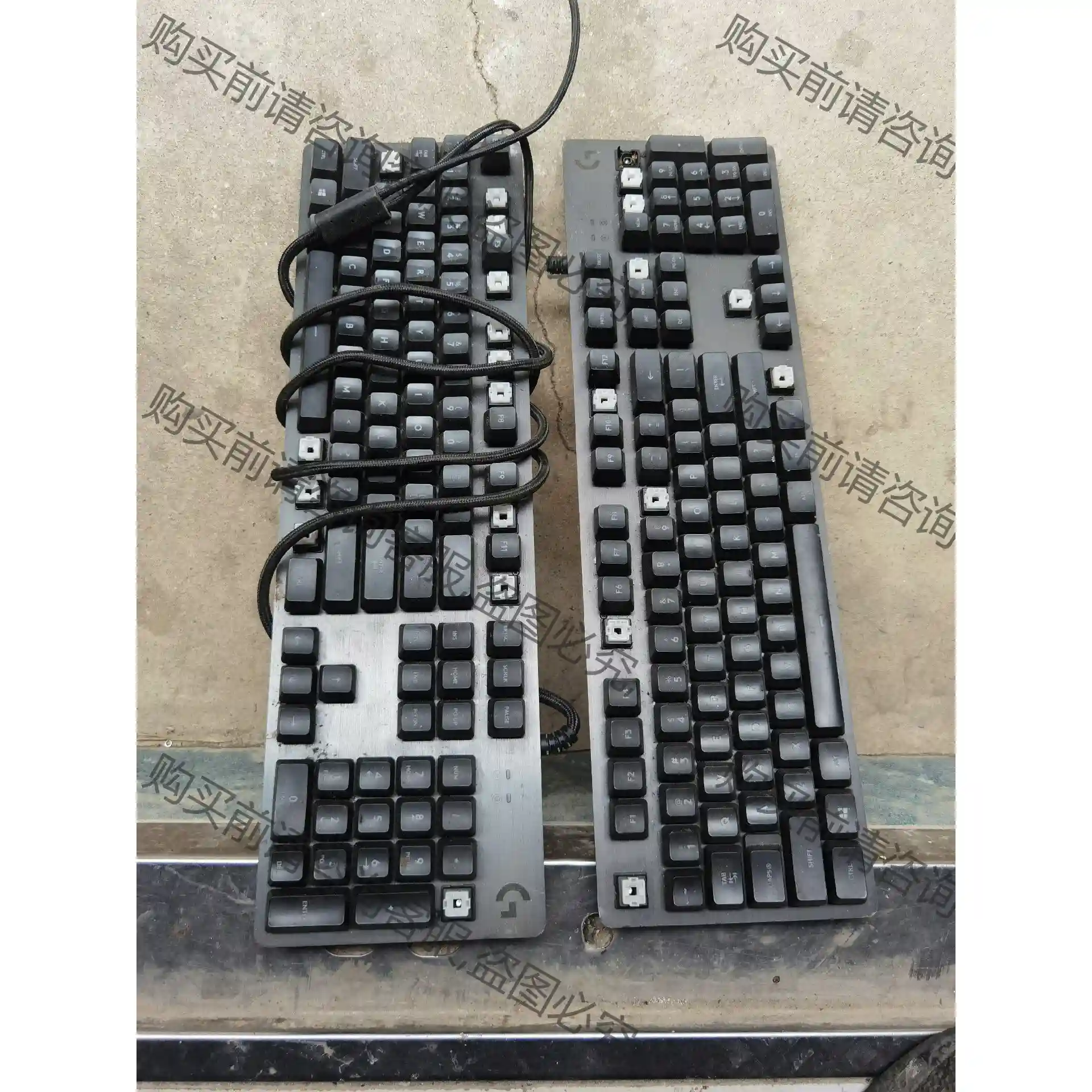 罗技G413键盘 有两个一个剪线 一个没有 键帽都有缺 先议价 拆机