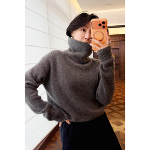 HL2512230 羊绒桑蚕丝宽松慵懒感高领针织衫 HERLAND她地 暖空气