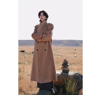 丝绸之路 双面呢秋冬冬季 长款 女士毛呢中长款 时尚 HERLAND她地