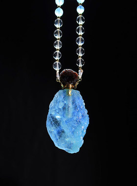 天然海蓝宝宝瓶水晶吊坠白水晶项链链条  0319春分直播间孤品