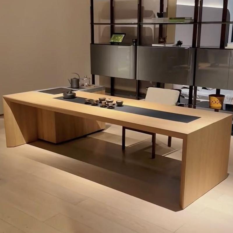 新中式简约黑胡桃木客厅禅意白蜡木实木烧水一体茶桌椅组合泡茶台