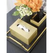 轻奢风茶几金属收纳盒餐巾纸抽盒 意式 客厅纸巾盒套装 高档简约法式