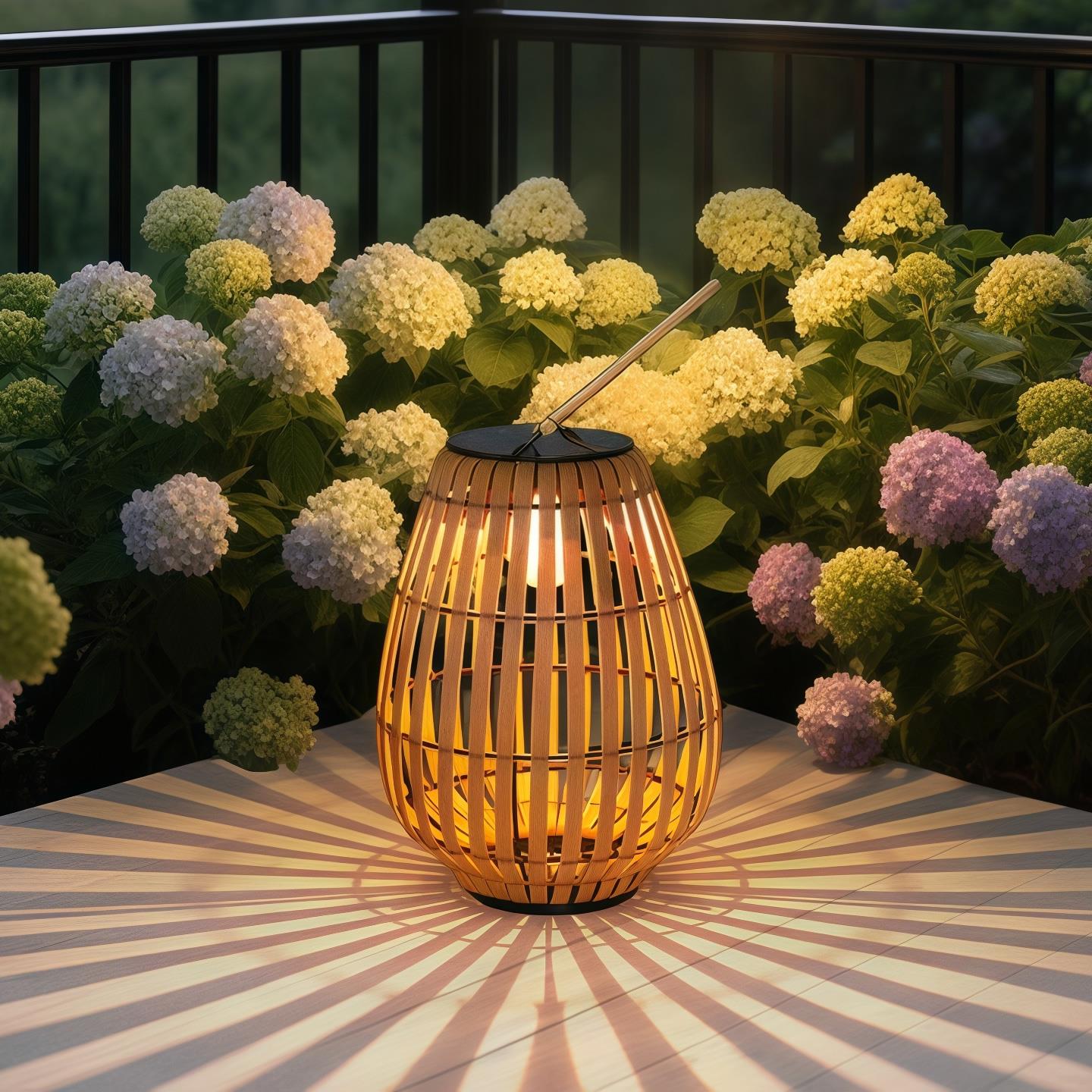 露台灯太阳能户外藤编落地灯花园中式庭院灯露营民宿草坪气氛灯