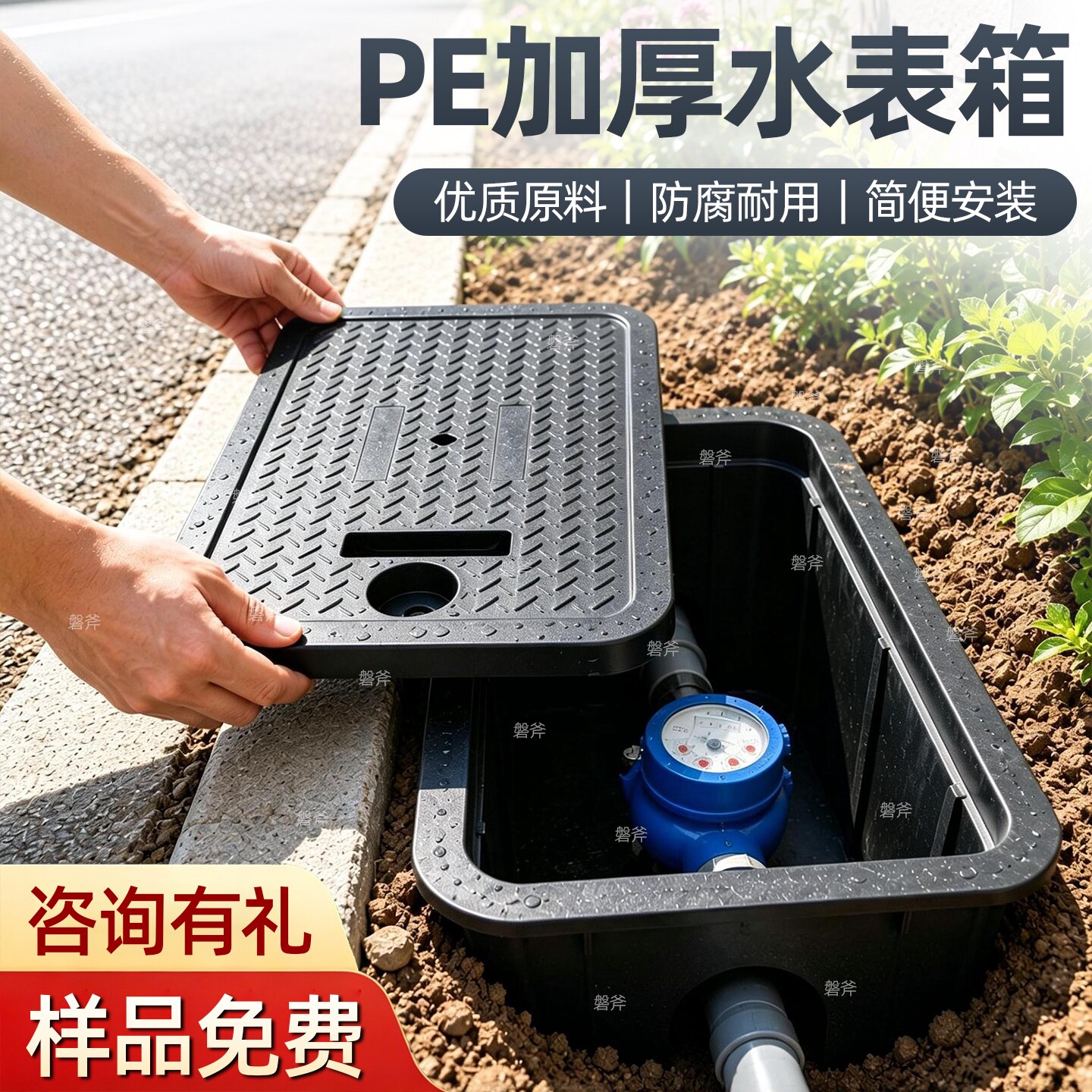 PE地埋式成品水表箱农村户外塑料表箱井盖室外自来水阀门井阀门箱图片