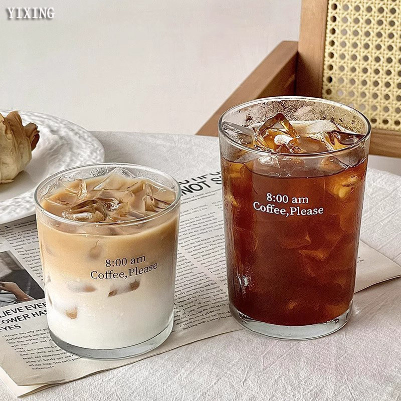 ins风冰美式拿铁咖啡杯高颜值玻璃杯手冲挂耳冷萃杯子饮料果汁杯