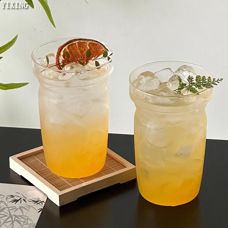 玻璃杯高颜值果汁杯冰美式拿铁咖啡杯耐热水杯饮品杯冷饮杯奶茶杯
