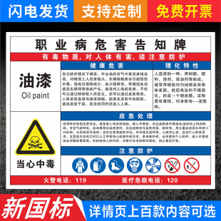 油漆职业病危害告知卡牌电焊烟尘弧光喷漆作业安全警示牌油墨天那水工厂车间化学品职业病危害标识卡牌定制