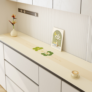 餐边柜保护垫奶油风电视柜长条桌垫防水免洗桌布玄关桌面垫可裁剪