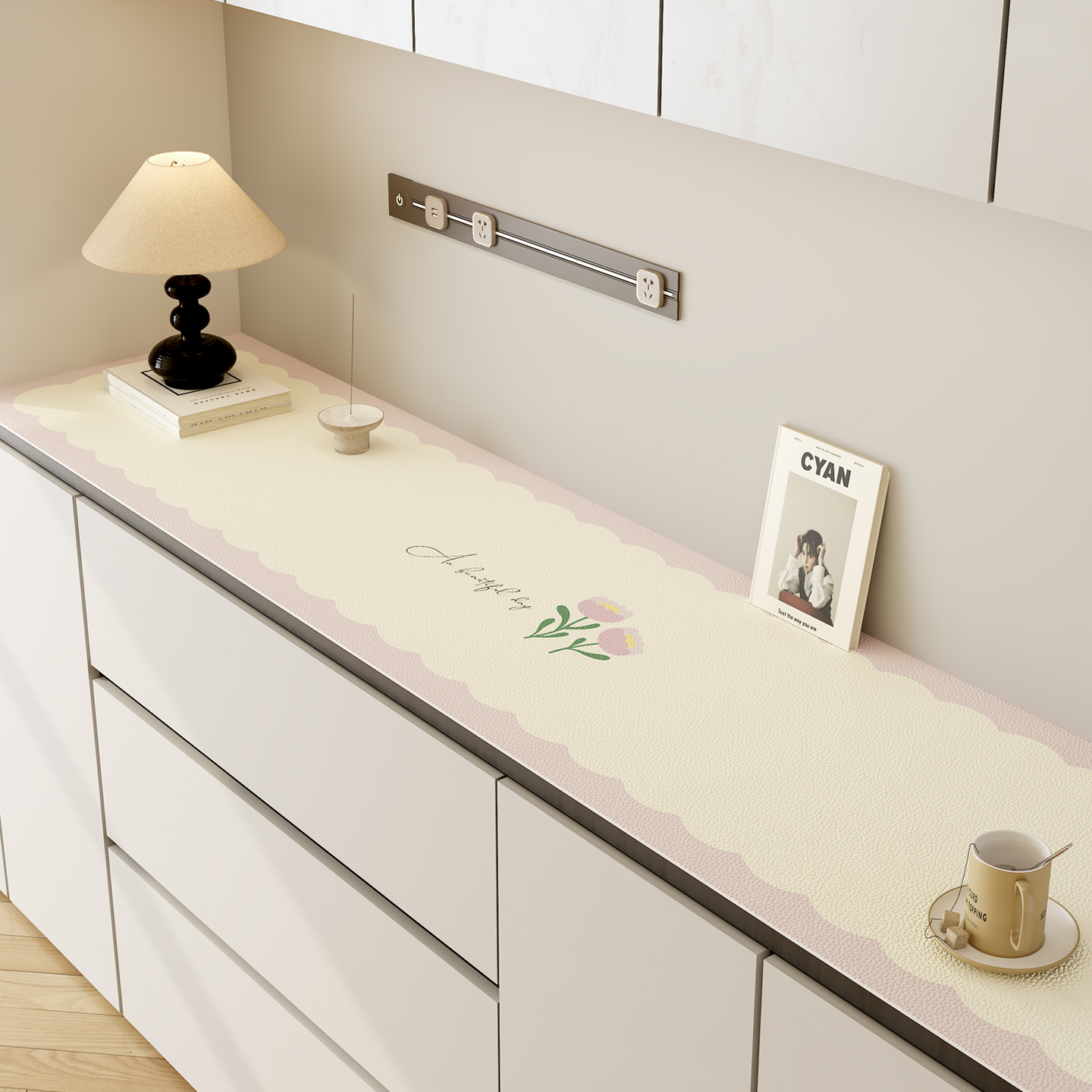 奶油风餐边柜台面保护垫鞋柜垫子