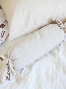 定制00LQO%纯亚糖柱果枕套麻圆不含芯颈椎枕圆形枕枕头套可拆洗