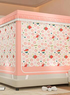 加厚遮光蚊帐床UYH家帘全封闭拉坐炼炼一体式床防摔尘顶公主风蒙