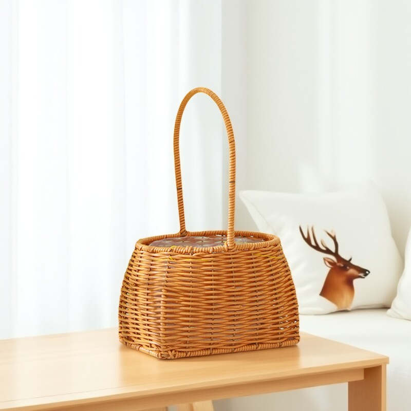 包邮柳编花篮鸡蛋藤编资材花篮家庭园艺塑编做壁挂花盆鲜花小花篮