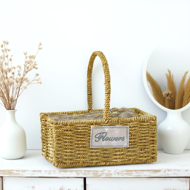 厂家节日礼品伴手礼品鲜花包装资材草编提篮花篮鲜花篮花盆