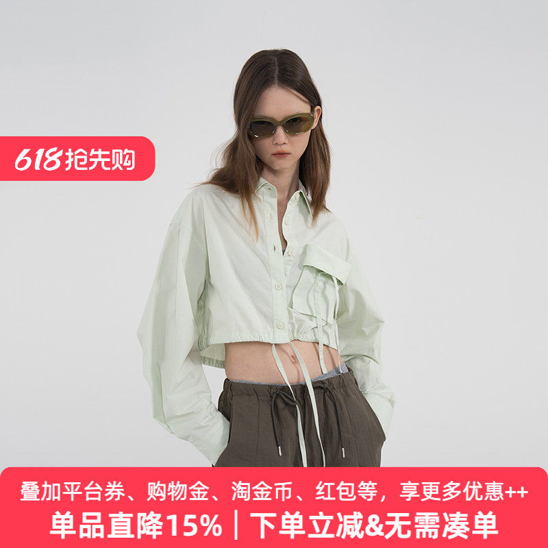 APPARITION 夏季新品 时尚潮流 短款长袖衬衫 女式衬衣外套
