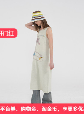 APPARITION 艺术插画涂鸦印花 针织无袖连衣裙