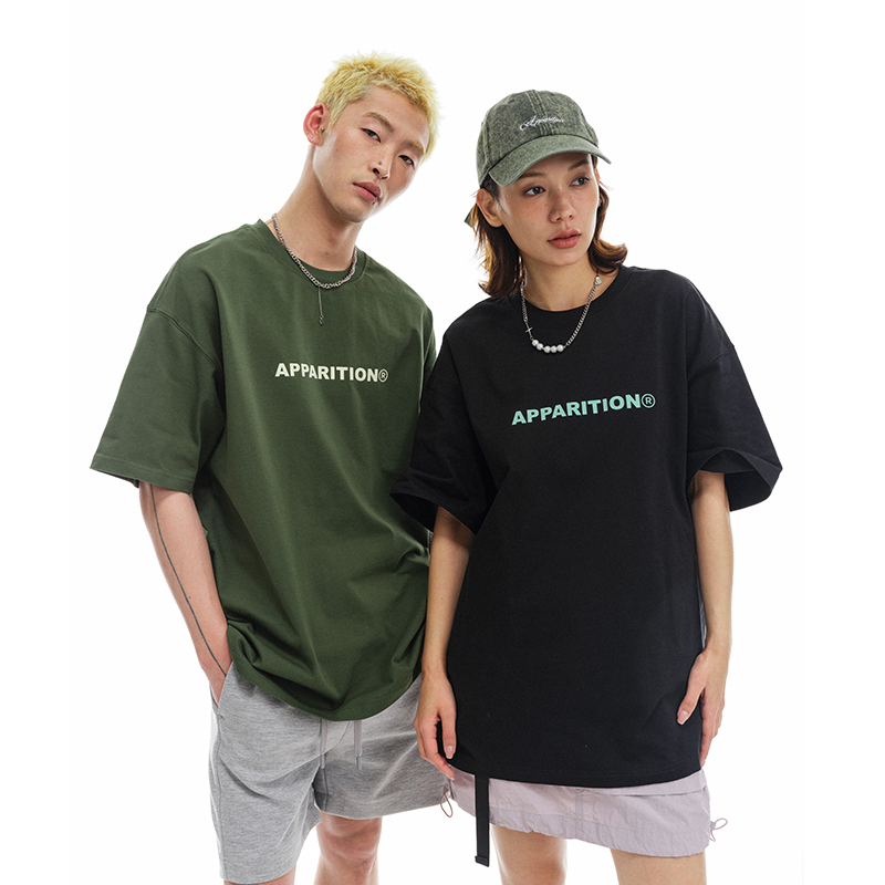 APPARITION 经典字母LOGO印花 短袖T恤 宽松t恤衫 男女同款情侣款