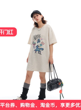 APPARITION 夏季新品 艺术插画印花 短袖一件套 女式连衣裙