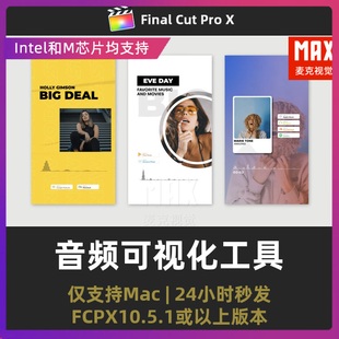 fcpx插件 15款音乐播放器均衡器歌曲波形音频可视化工具fcp插件