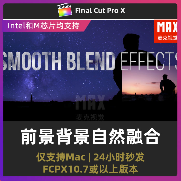fcpx效果插件 前景背景多个图片视频自然融合finalcutpro换背景
