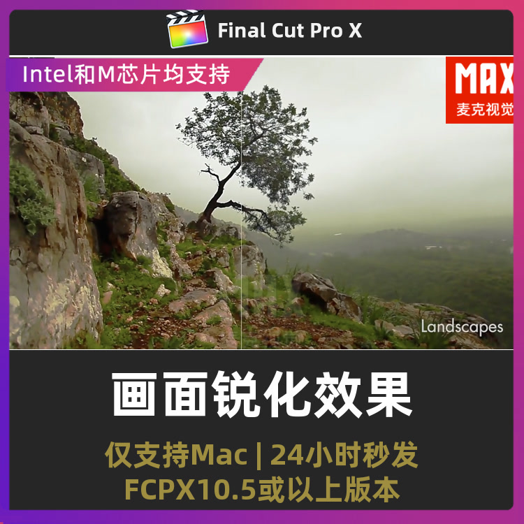 fcpx锐化插件 视频画面智能边缘锐化反差清晰效果插件模板Samurai