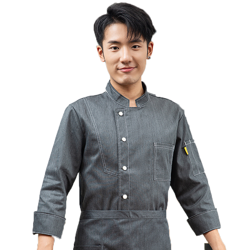 厨师工作服男长袖锋味后厨做菜七分袖短袖透气女厨师服定制logo