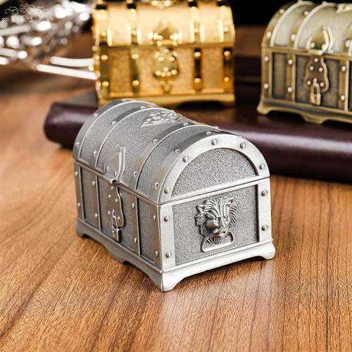 复古小号加勒比海盗亡灵宝箱 古锡色百宝箱 家居饰品收纳盒摆件