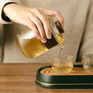 法风玻璃旅行茶具个人专用2022新款 一壶两杯 功夫泡茶具套装 便携式