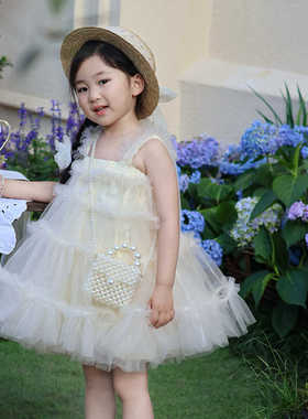 年女童吊带连衣裙蛋糕裙夏季宝宝度假蓬蓬纱裙生日公主裙洋气