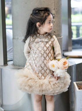 24年女童亮片小礼裙BLINGBLING演出小女孩背心连衣裙生日公主裙