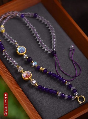 唐卡用链绳紫水晶珠链子绳万能扣链条绳吊坠藏链天珠唐卡挂脖绳子
