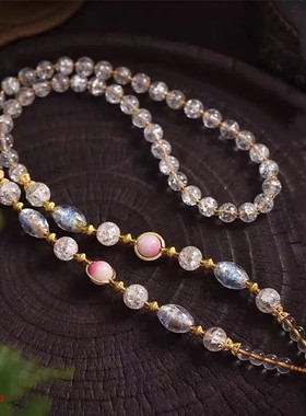 新中式佛牌链爆花水晶珠链唐卡项链嘎乌盒五爷扎基拉姆吊坠毛衣链