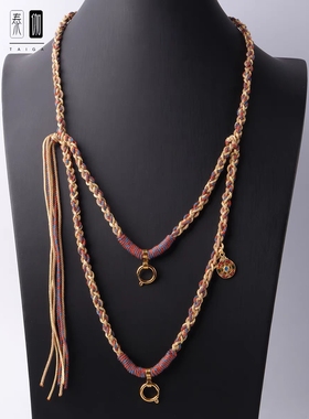 泰国佛牌链子双挂绳两挂手编藏式棉绳柔软亲肤快拆扣唐卡黄金玉石