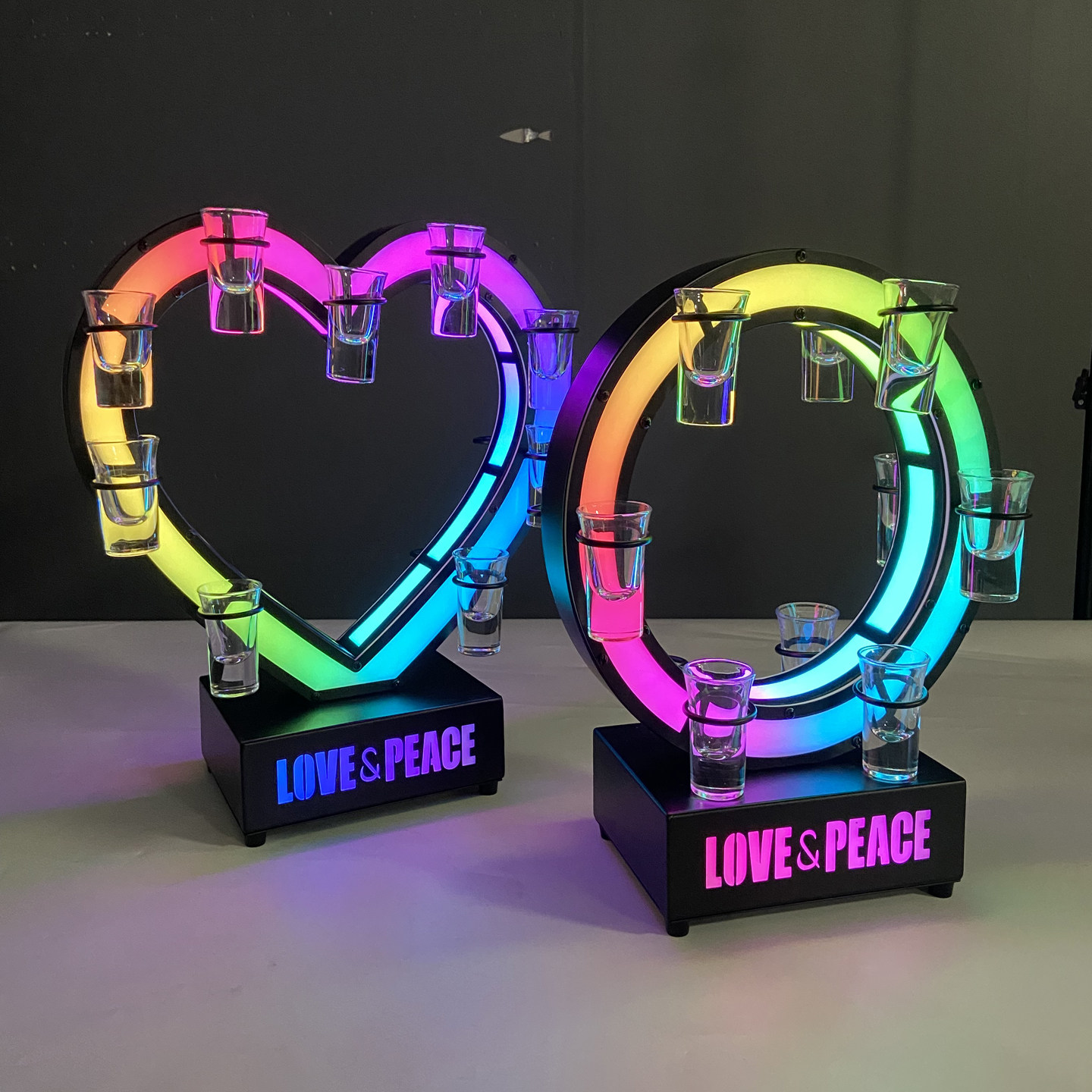 酒吧KTV18孔心形子弹杯架30ML铁艺圆形杯架12孔鸡尾酒杯架洋酒架