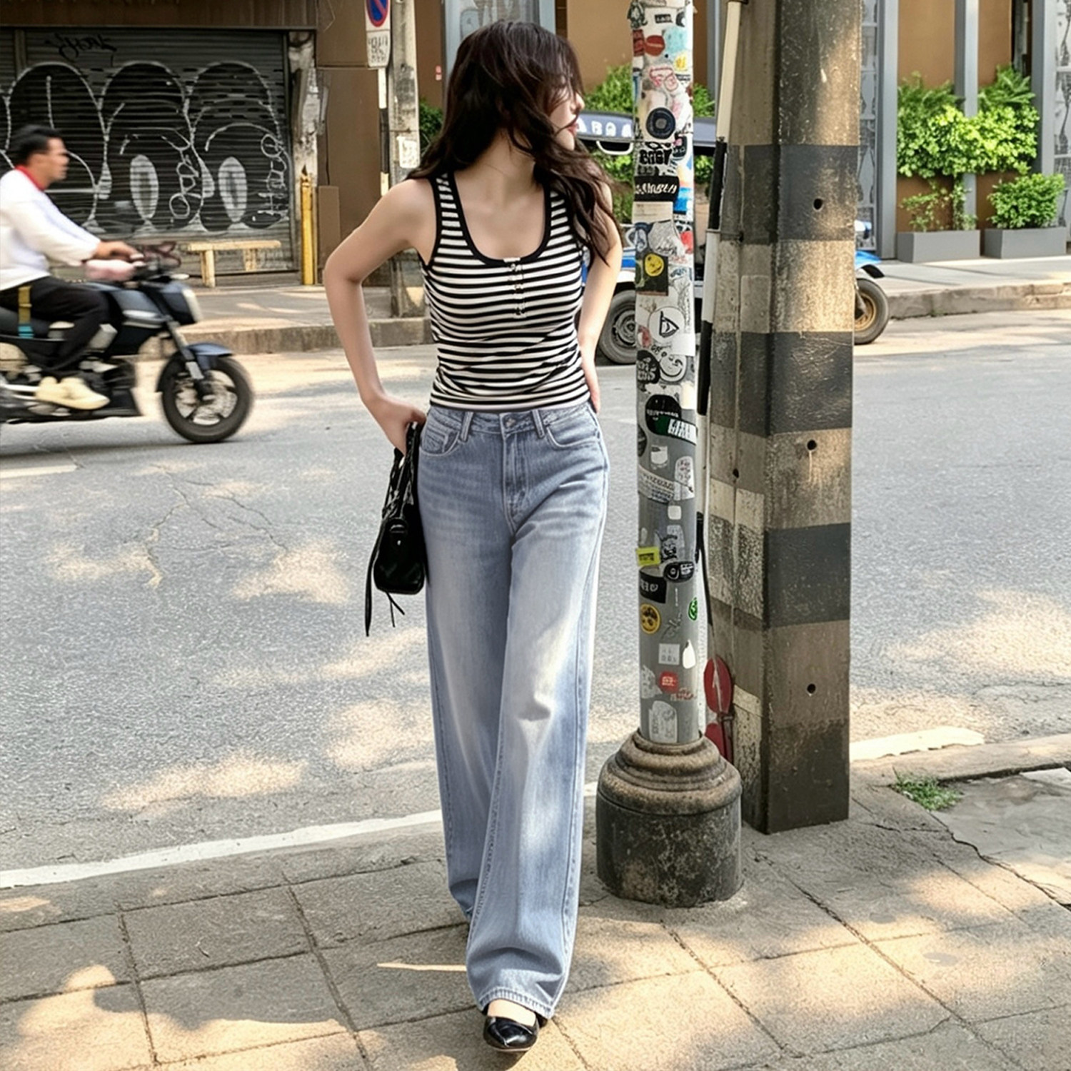 175高个子不贴腿微喇牛仔裤女牛仔裤