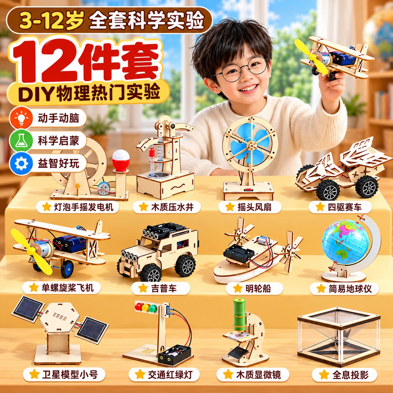 儿童科学实验套装手工diy玩具男孩益智制作物理实验学生生日礼物