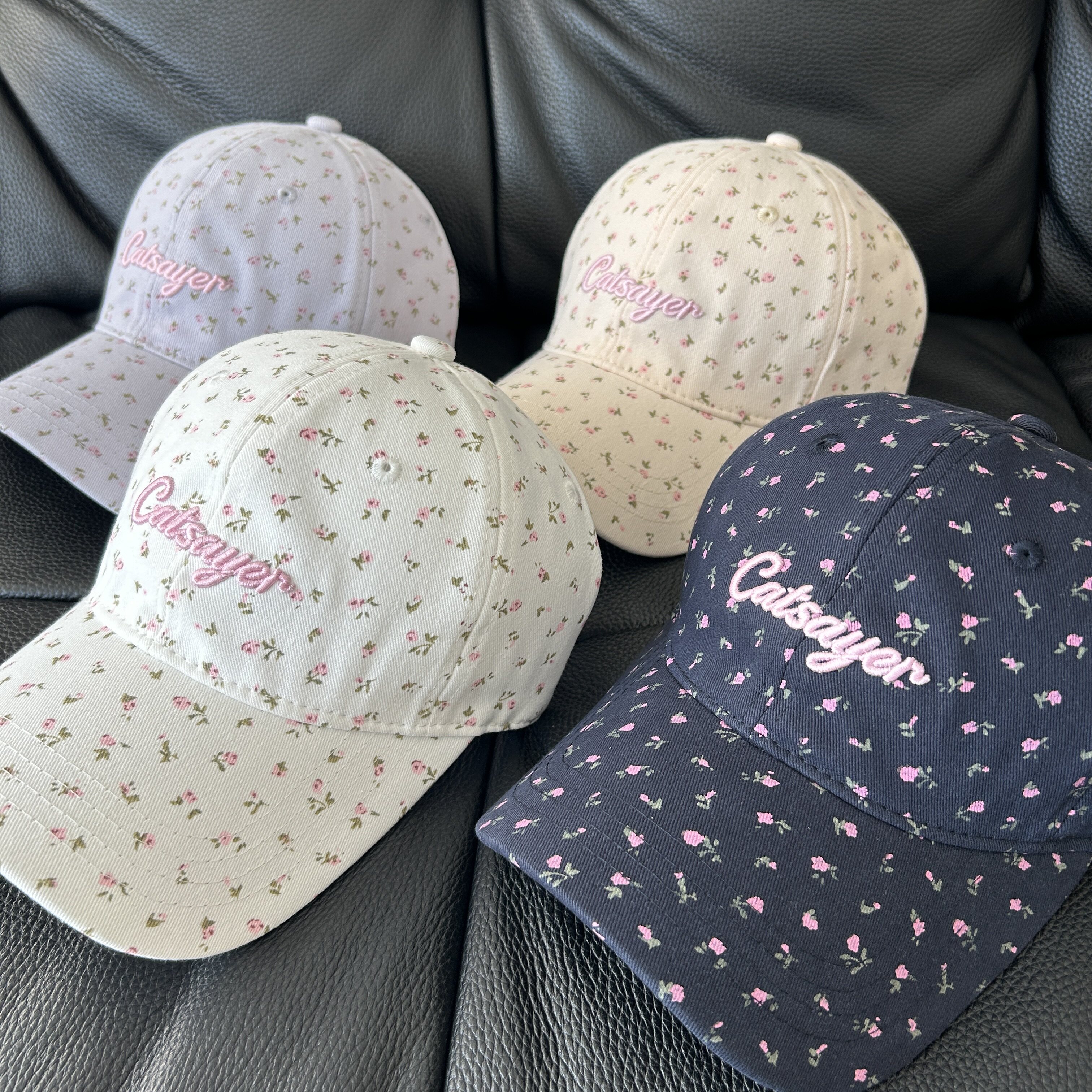 韩系甜美小碎花刺绣棒球帽子女宽弯檐大头围显脸小遮阳防晒鸭舌帽