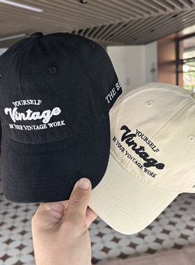 百搭显脸小遮阳棒球帽子女深顶宽弯檐大头围防晒刺绣复古鸭舌帽男