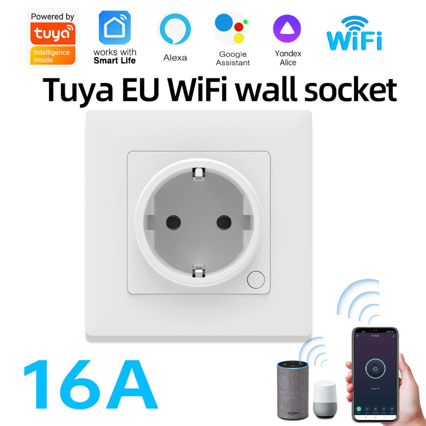 智能欧规墙壁插座86型入墙式app开关控制带计电量AI语音智能插座