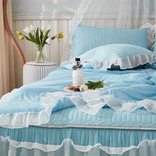乳胶凉席凉感丝夏被床裙款四件套夏季冰丝席三件套可折叠席子公主