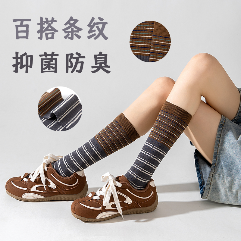 格纹小腿袜女士时尚美腿显瘦