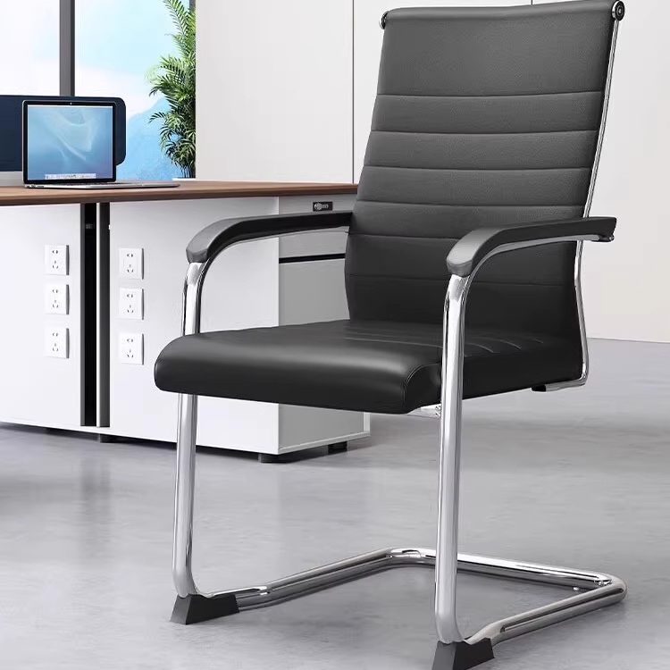 奈高（NAIGAO）办公家具电脑椅会议椅职员椅皮质会客椅弓形椅黑色
