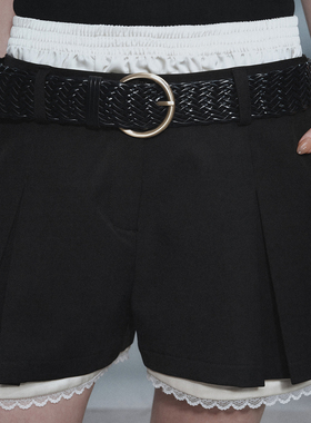 Sound of trio*假两件蕾丝西装短裤