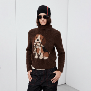 高领套头可变领比格犬羊毛混纺马海毛衣 trio Sound