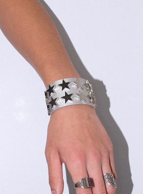 欧美摇滚朋克双排星星铆钉手环