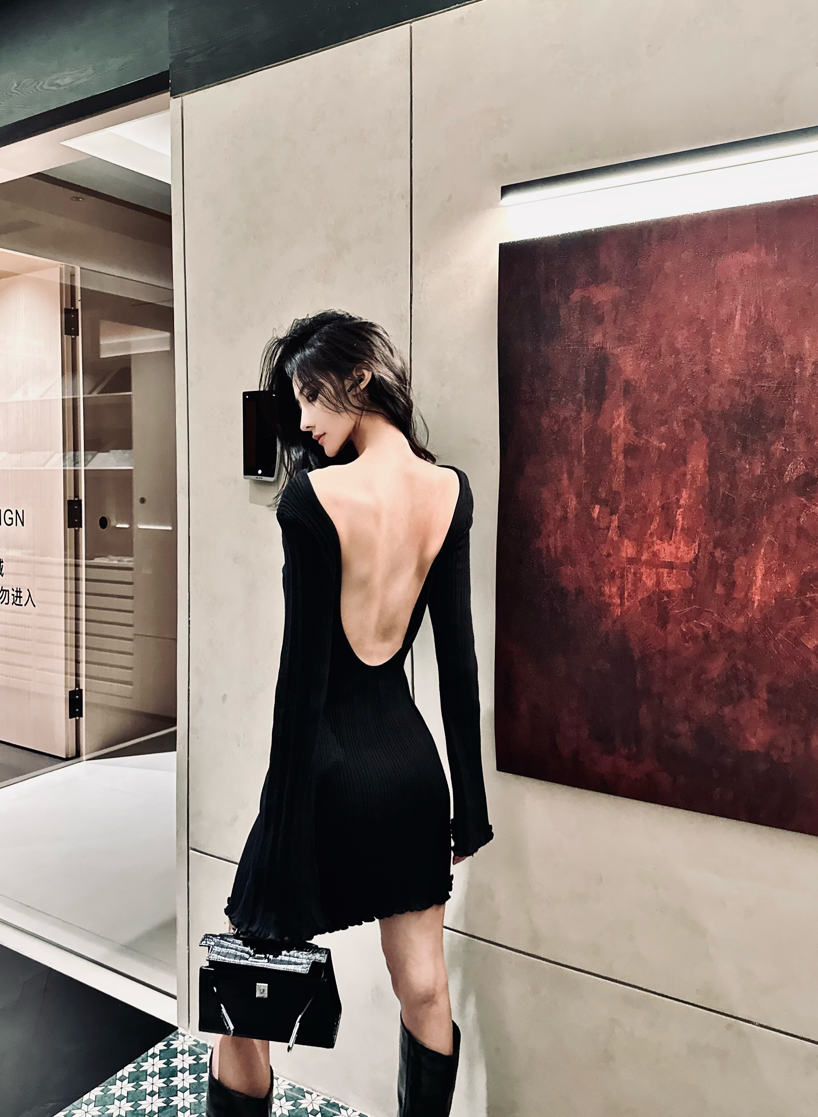 ISGRX 流星尾巴 原创设计黑色秋冬针织连衣裙气质辣妹设计感纯欲