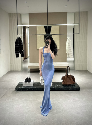 ISGRX 蓝色大海的传说原创设计性感御姐气质连衣裙礼服生日裙海边